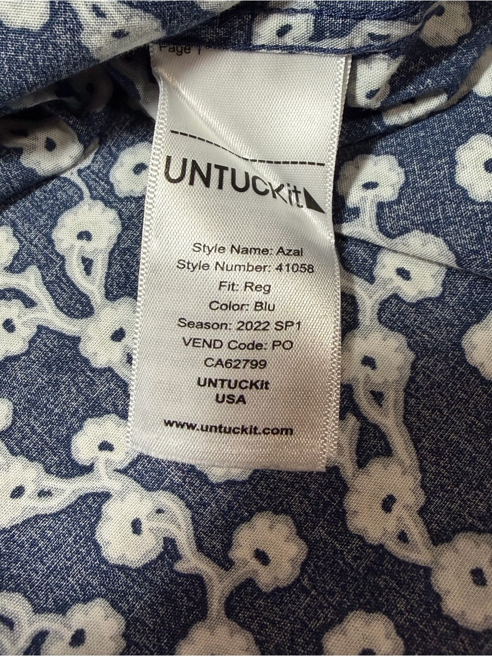 UNTUCKit Navy White Floral Hawaiian Button Down Shirt Mens 3XL Beach Vacation - Picture 7 of 11